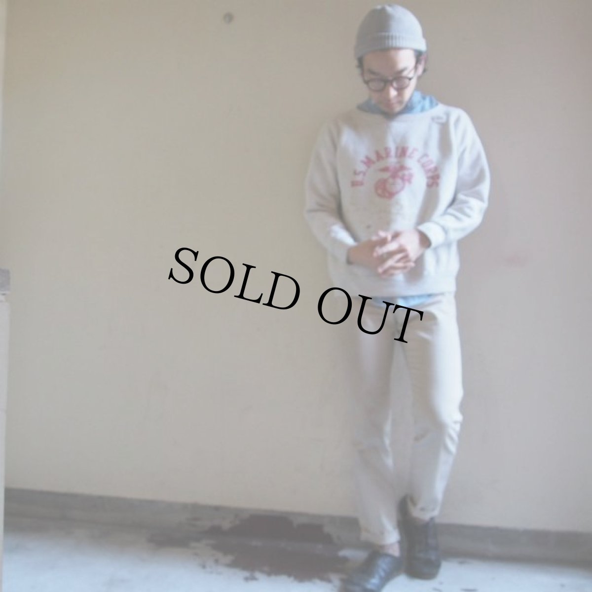 画像3: 50's〜60's 前V USMC 染み込みプリントスウェットパーカ (3)