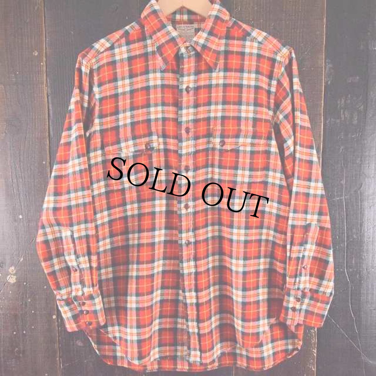 画像2: 30's〜40's LEVI'S ロングホーン ダイアゴナルポケット チェック柄ウールシャツ (2)