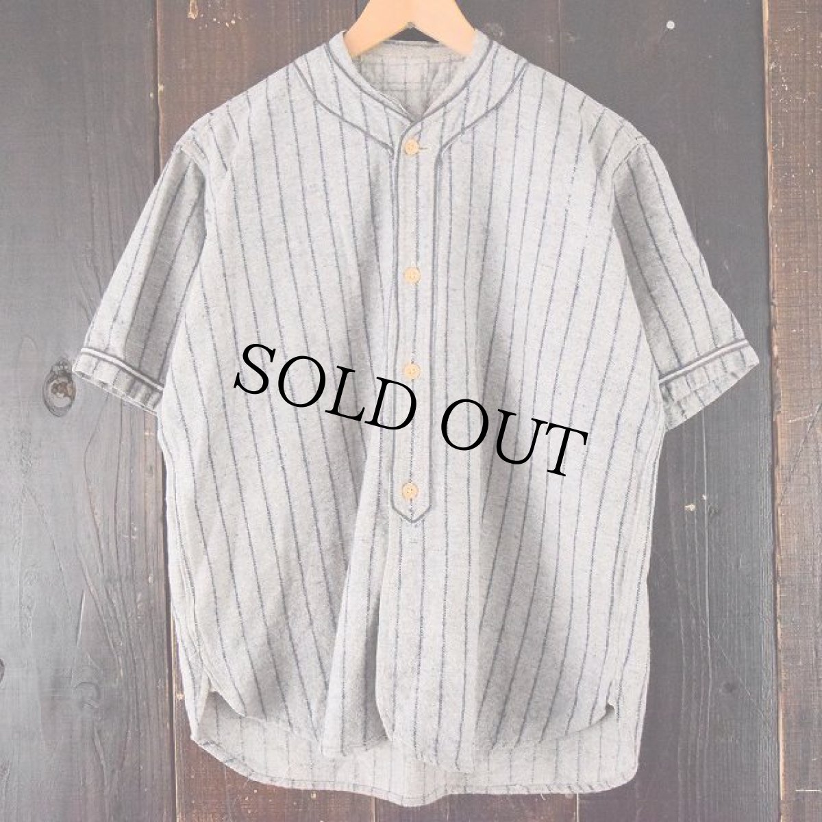 画像2: 30's〜40's ストライプ柄 マチ付きウールベースボールシャツ&パンツ SETUP (2)