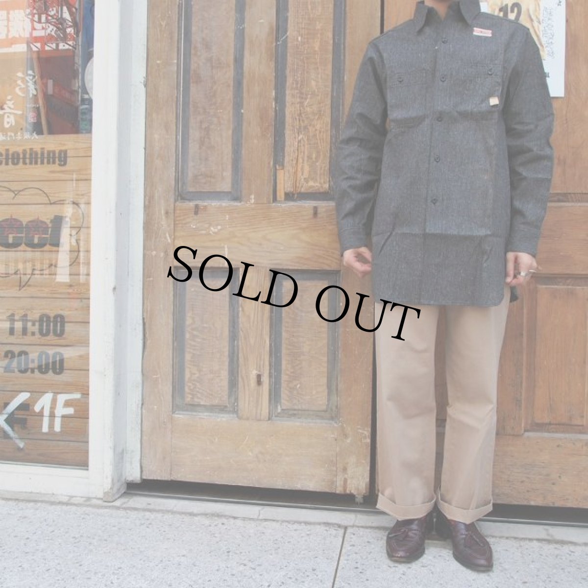 画像3: 50's MONTGOMERY WARD Homesteader DEADSTOCK フラッシャー付き ブラックシャンブレーワークシャツ マチ付き (3)