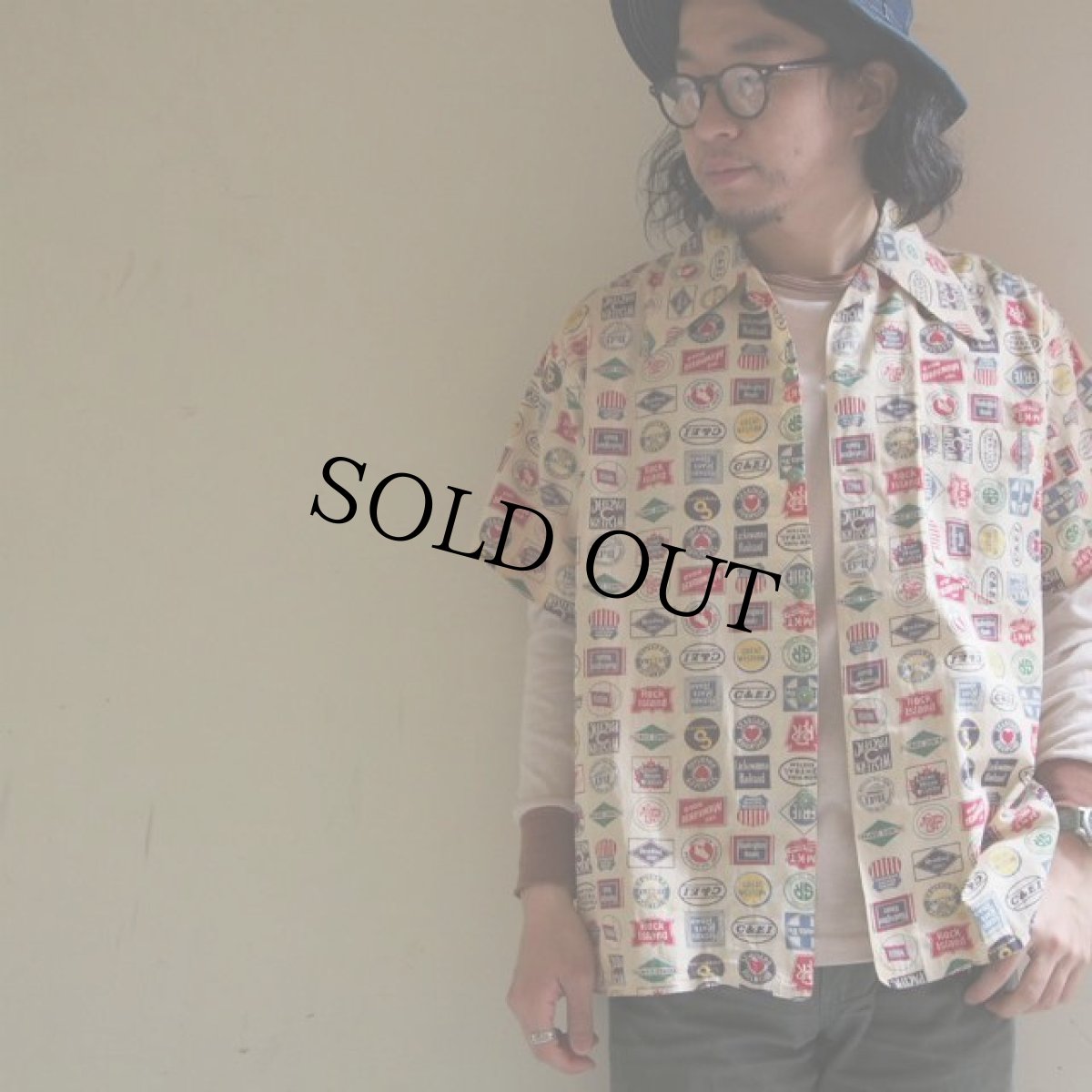 画像3: 40's 総柄 開襟コットンシャツ (3)