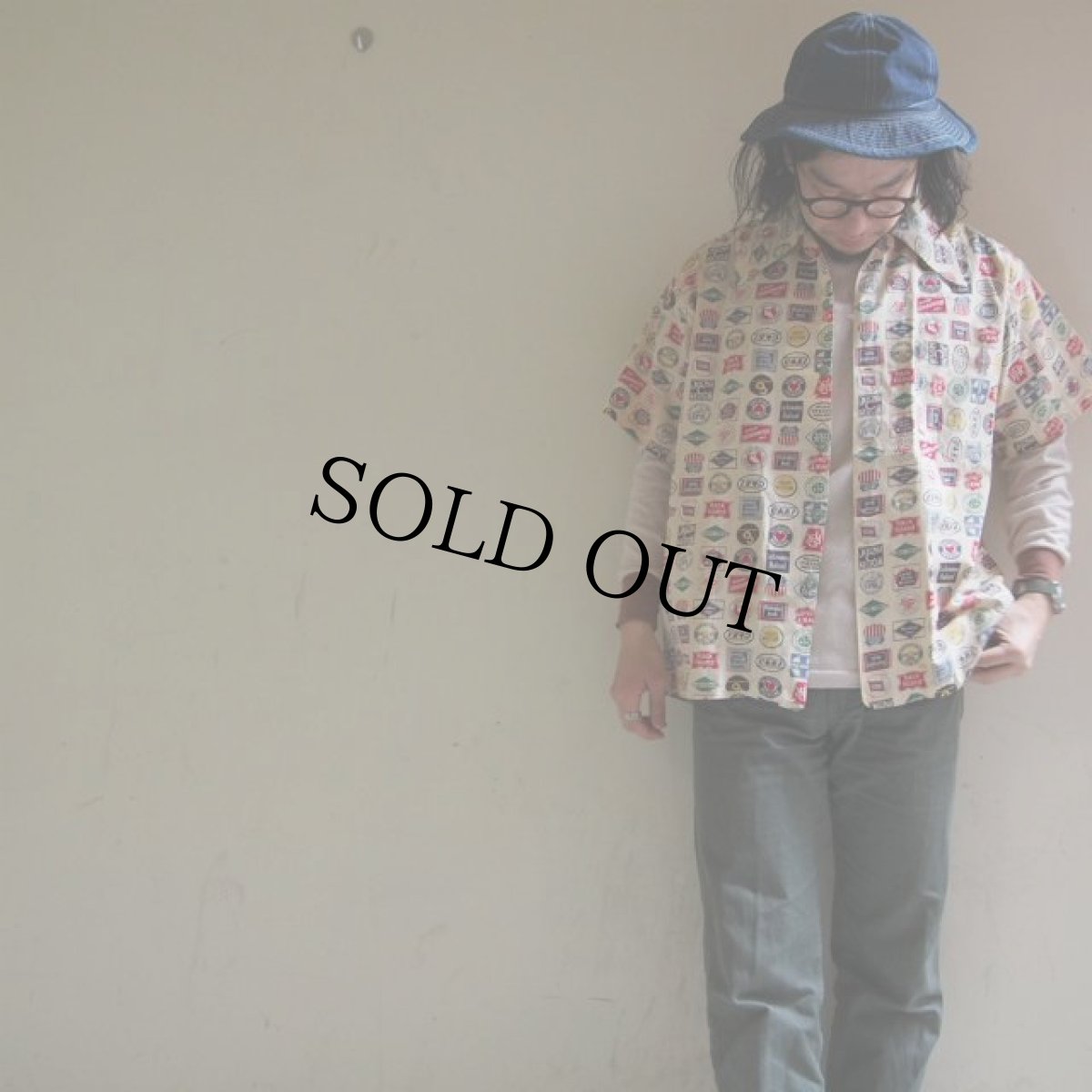 画像2: 40's 総柄 開襟コットンシャツ (2)