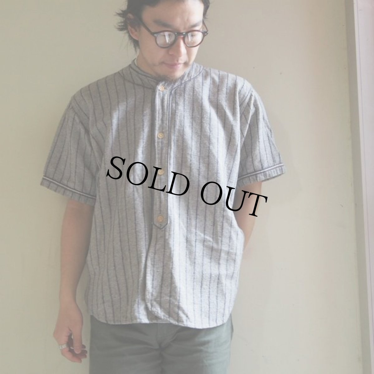 画像3: 30's〜40's ストライプ柄 マチ付きウールベースボールシャツ&パンツ SETUP (3)