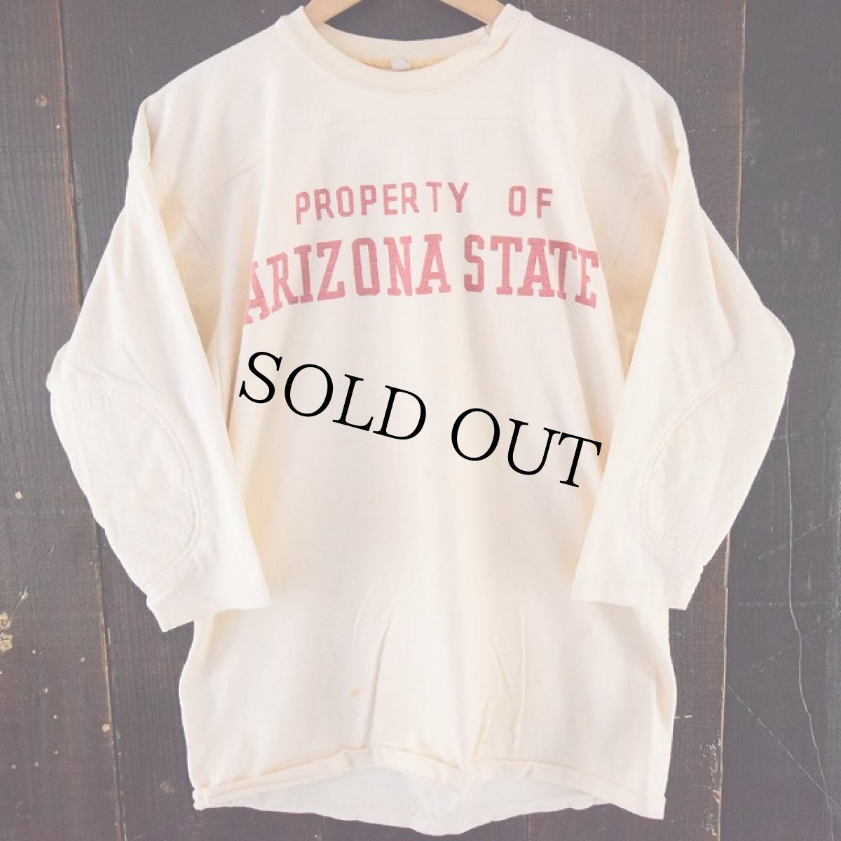 画像1: 50's "PROPERTY OF ARIZONA STATE" 染み込みプリントフットボールTシャツ (1)