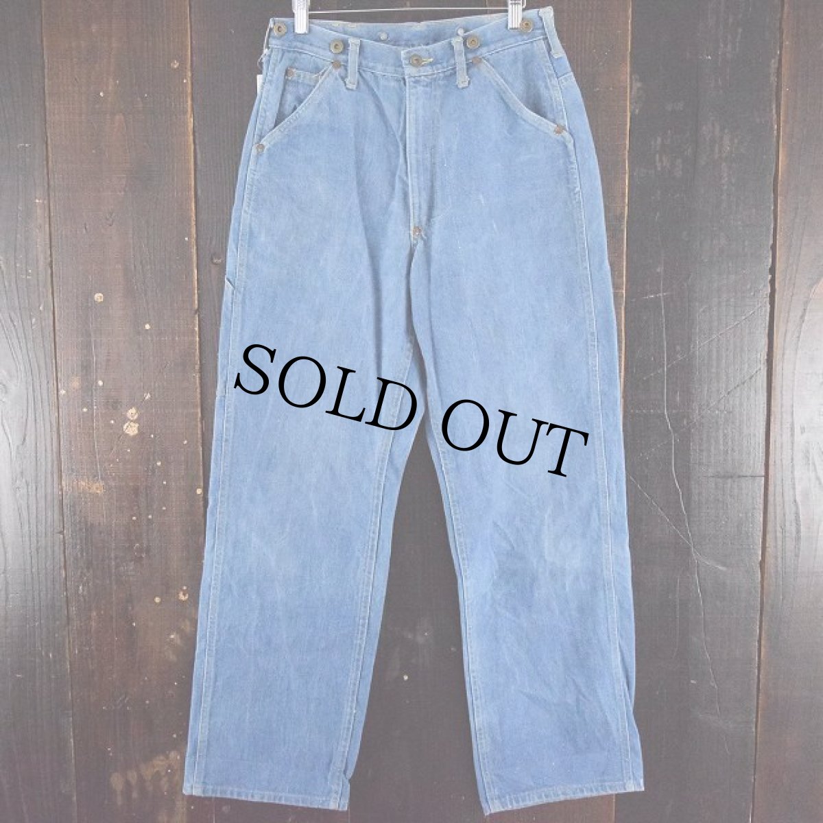 画像2: 70's Lee 77 BOSS OF THE ROAD サスペンダーボタン付きデニムペインターパンツ (2)