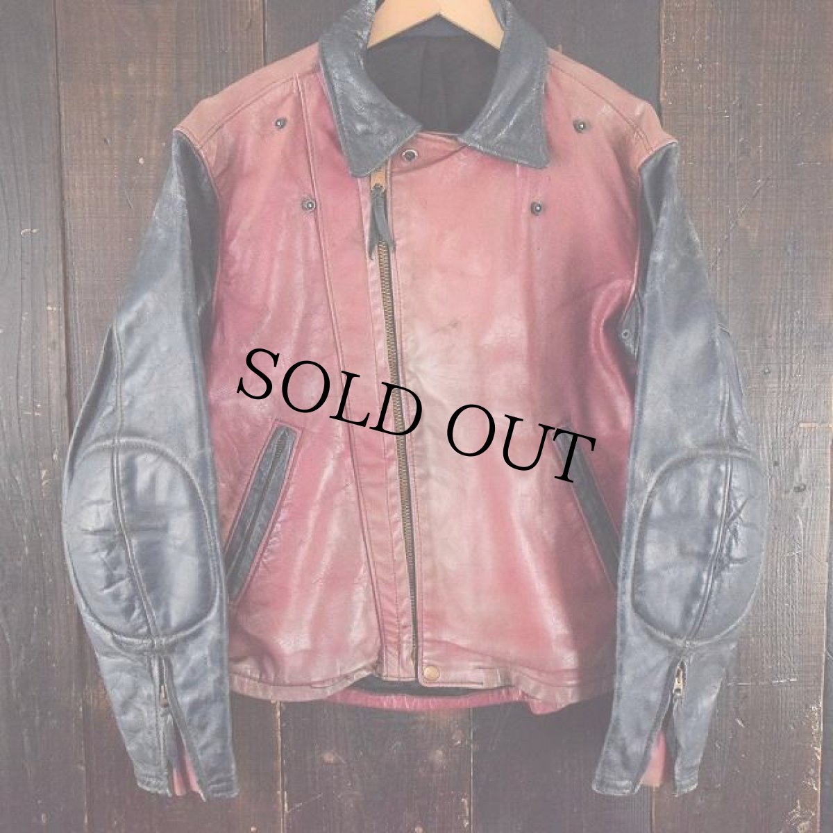 画像2: 70's〜80's Langlitz Leathers Cascade カスタムオーダー 2トーン 紺×赤 (2)