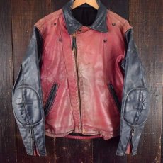 画像2: 70's〜80's Langlitz Leathers Cascade カスタムオーダー 2トーン 紺×赤 (2)