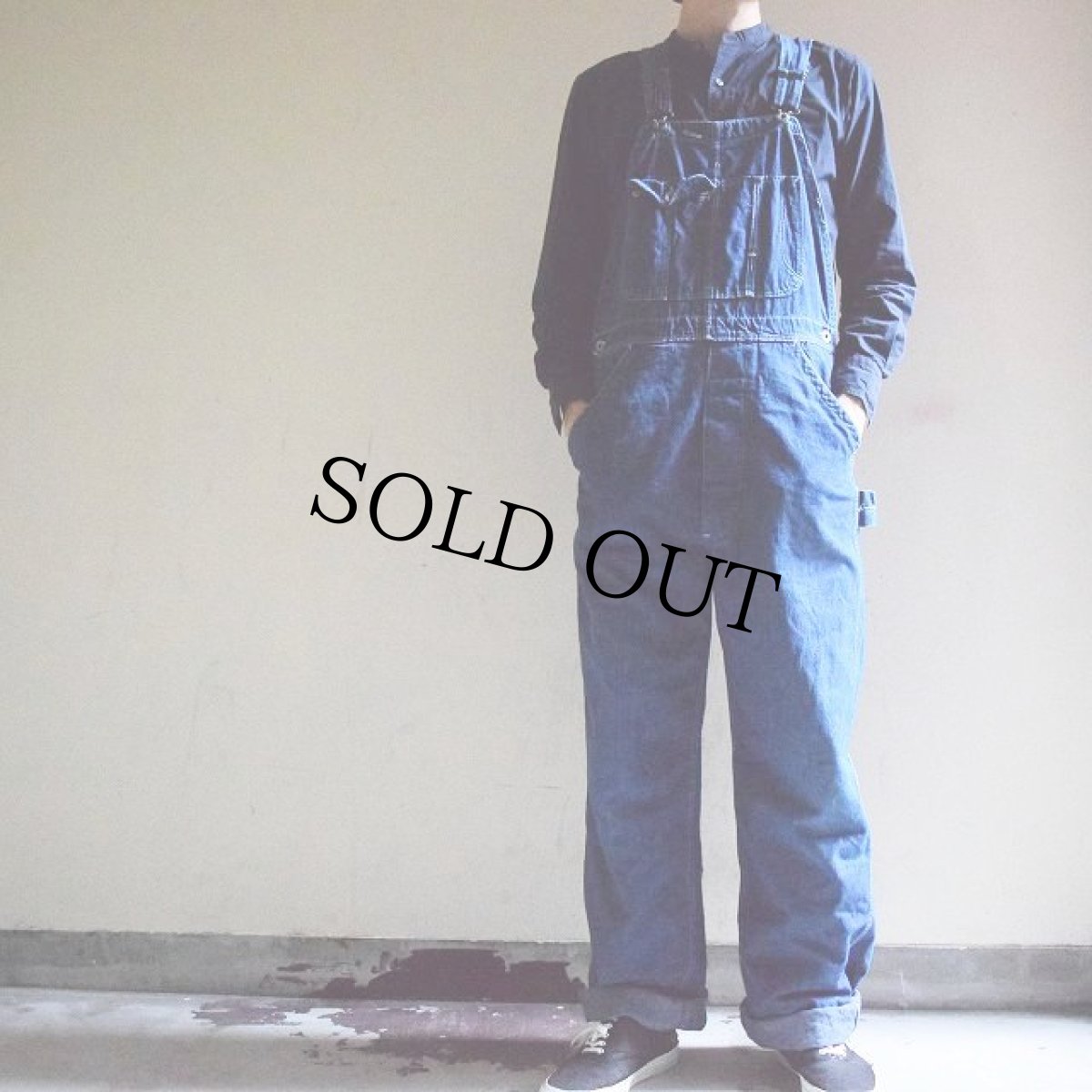 画像2: 40's〜50's 月桂樹ボタン デニムオーバーオール (2)