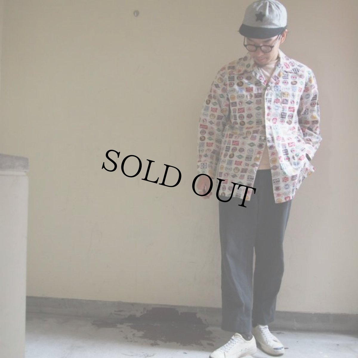 画像4: 1940's レイルロード総柄コットン開襟シャツ (4)