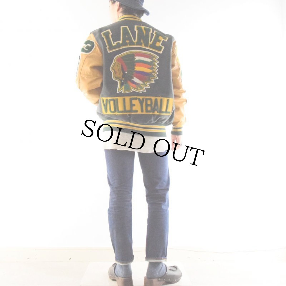 画像5: 〜2000's HOLLOWAY "インディアンレタード"レザー×ウールスタジャン (5)