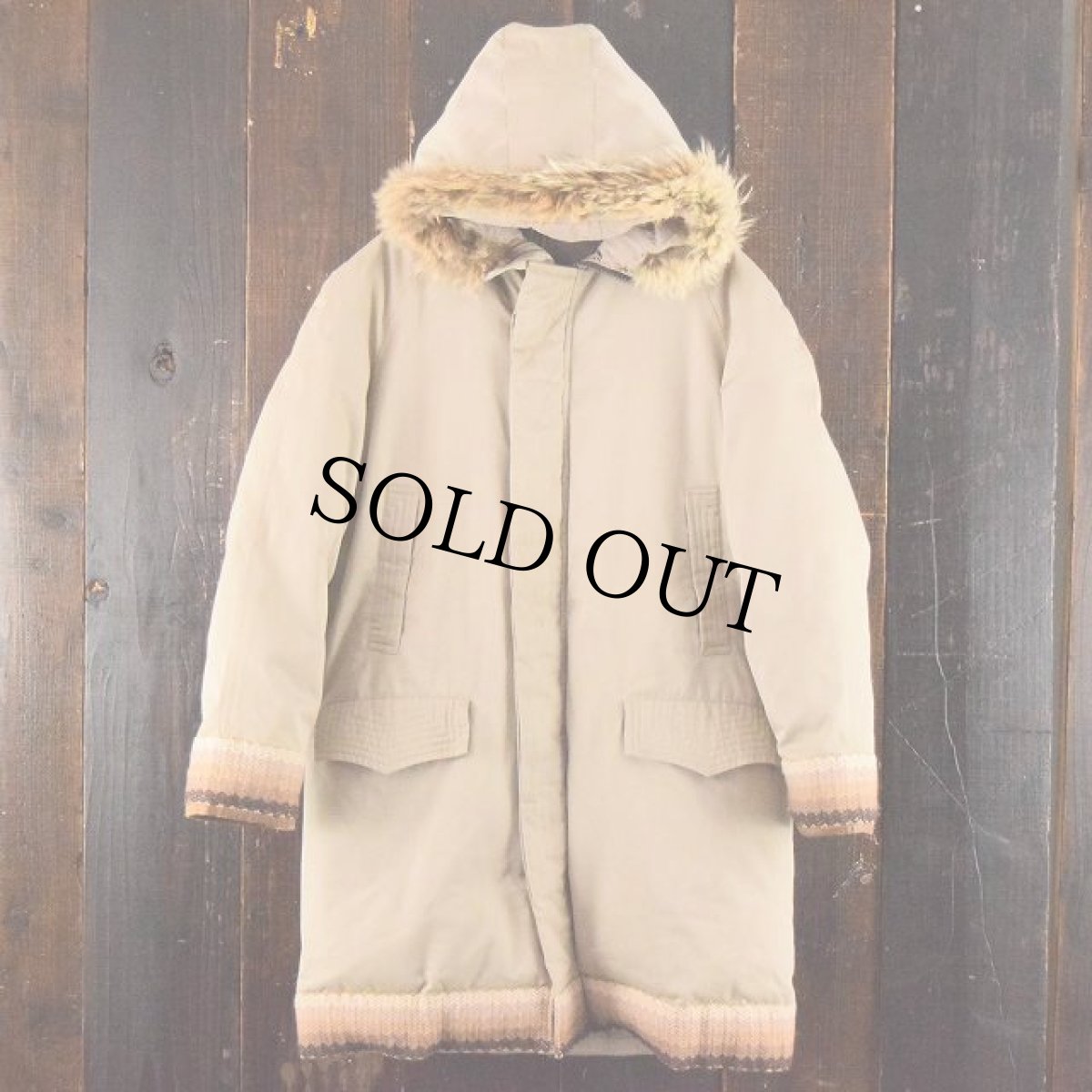 画像2: 〜80's ファーフード付き リブニットダウンコート (2)