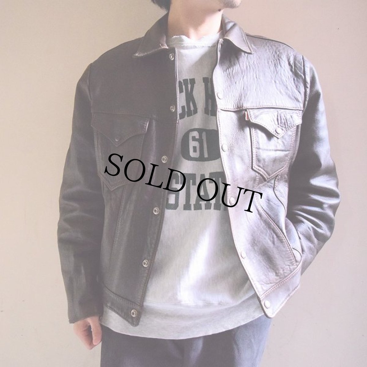 画像2: 50's LEVI'S  BIGE ショートホーン 内ボア3rdタイプレザージャケット (2)