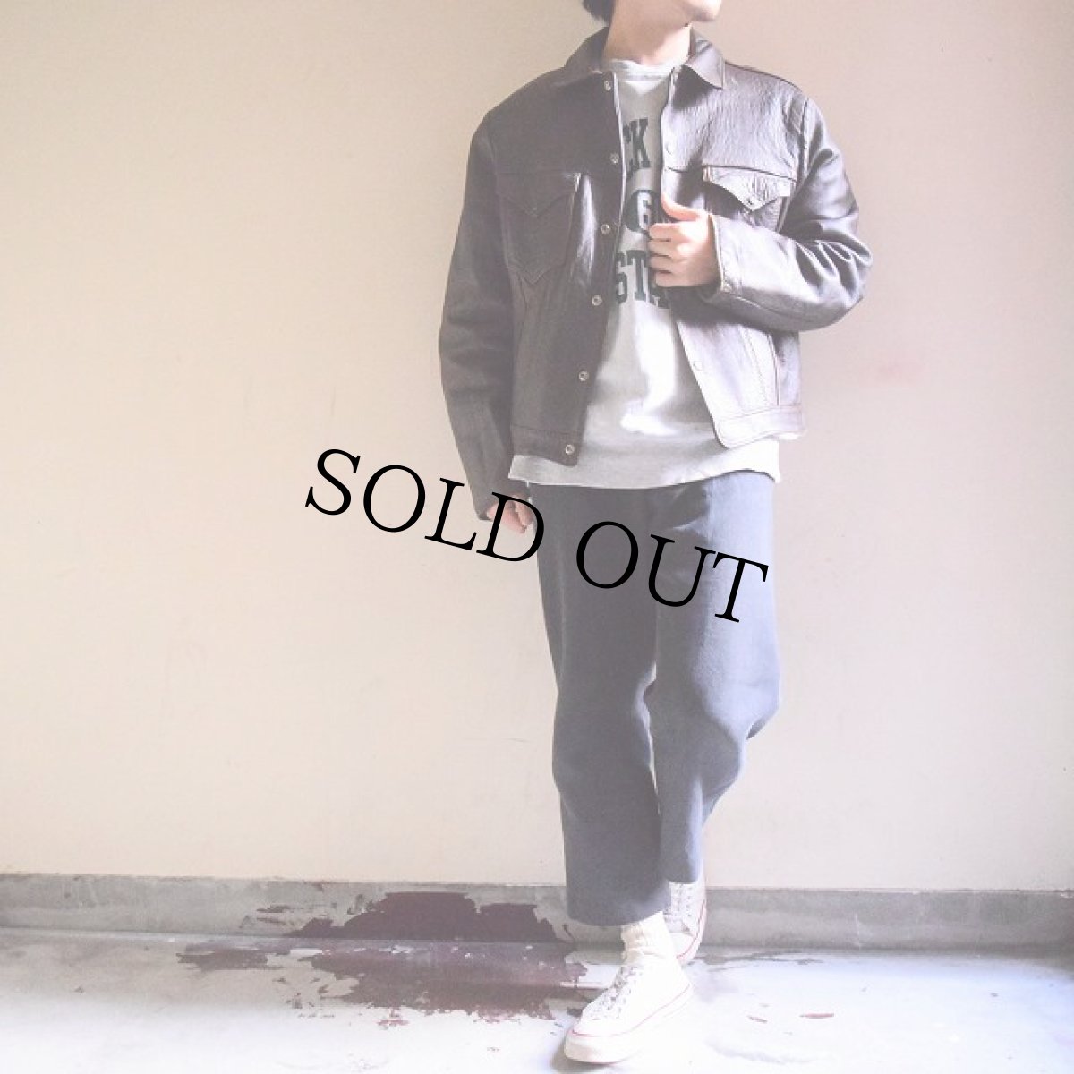 画像4: 50's LEVI'S  BIGE ショートホーン 内ボア3rdタイプレザージャケット (4)