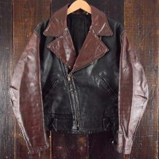 画像1: 60's〜70's Cal-Leather 2トーン レザーダブルライダースジャケット カスタムオーダー品 (1)