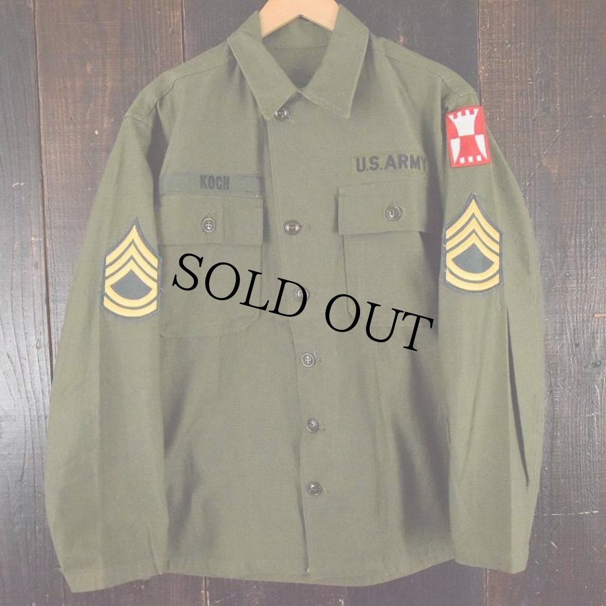 画像1: 50's US.ARMY ユーティリティシャツ 1st 初期 パッチ付き S DEADSTOCK (1)