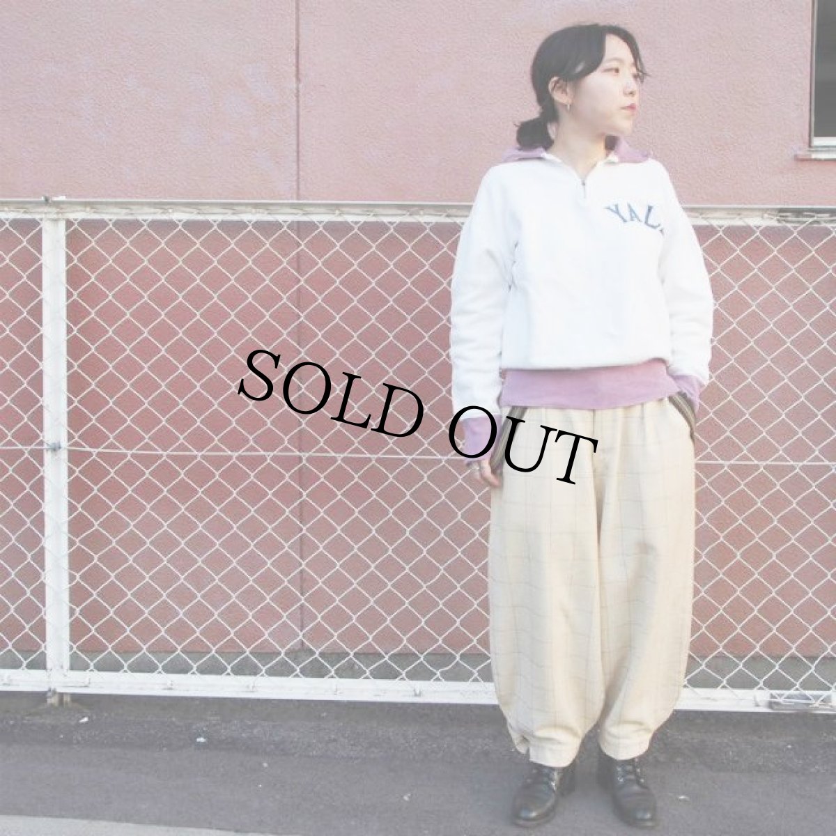 画像3: 50's〜60's Southern "YALE" ハーフジップ フロッキープリント ツートーンスウェット (3)