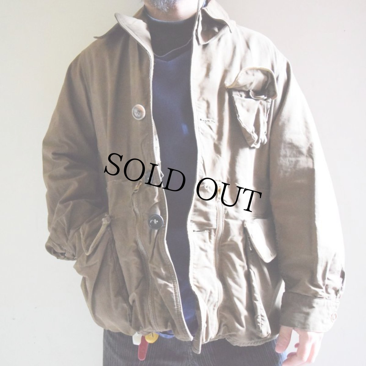 画像2: 40's MASLAND カスタムジップ ブラウンハンティングジャケット M〜L位 (2)