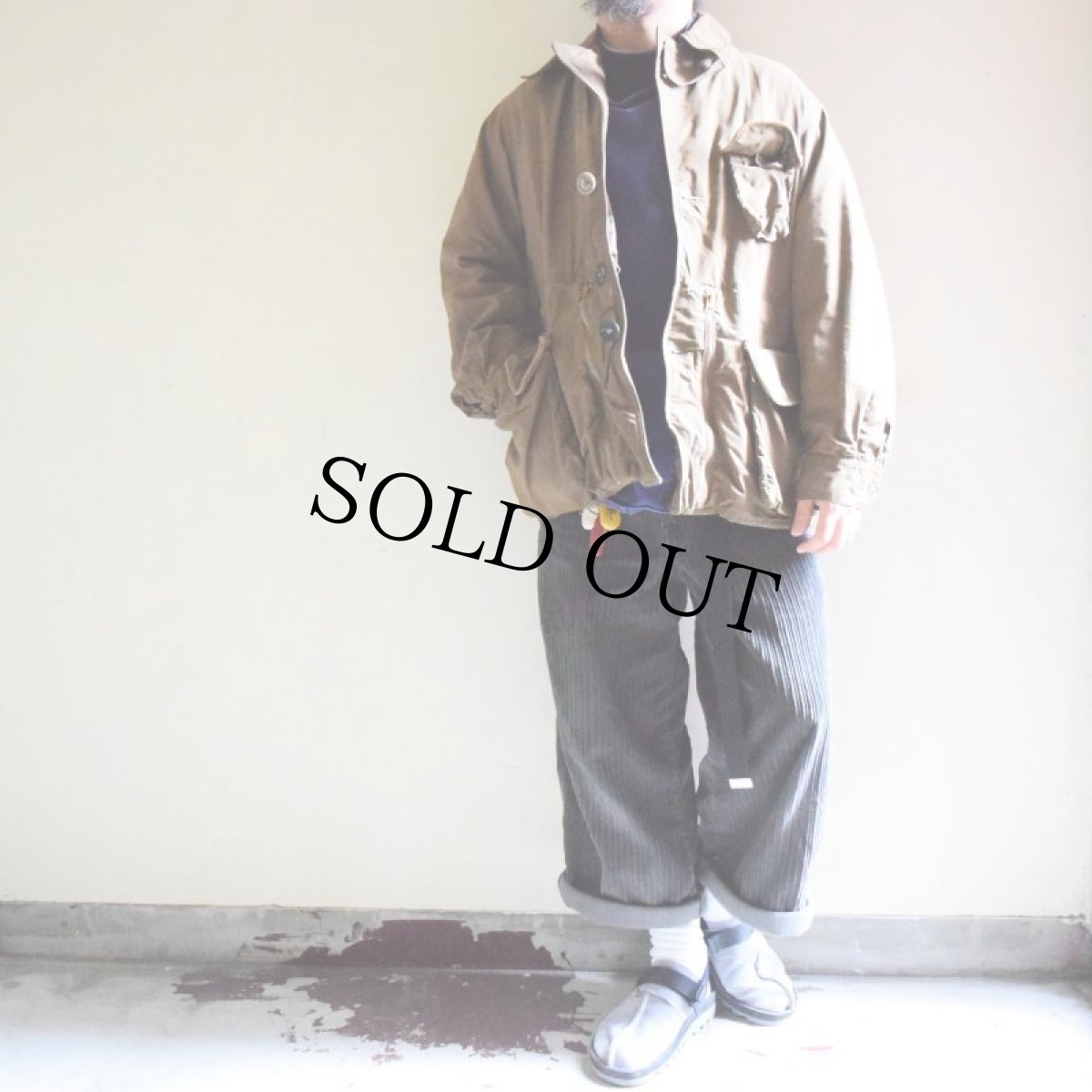 画像3: 40's MASLAND カスタムジップ ブラウンハンティングジャケット M〜L位 (3)