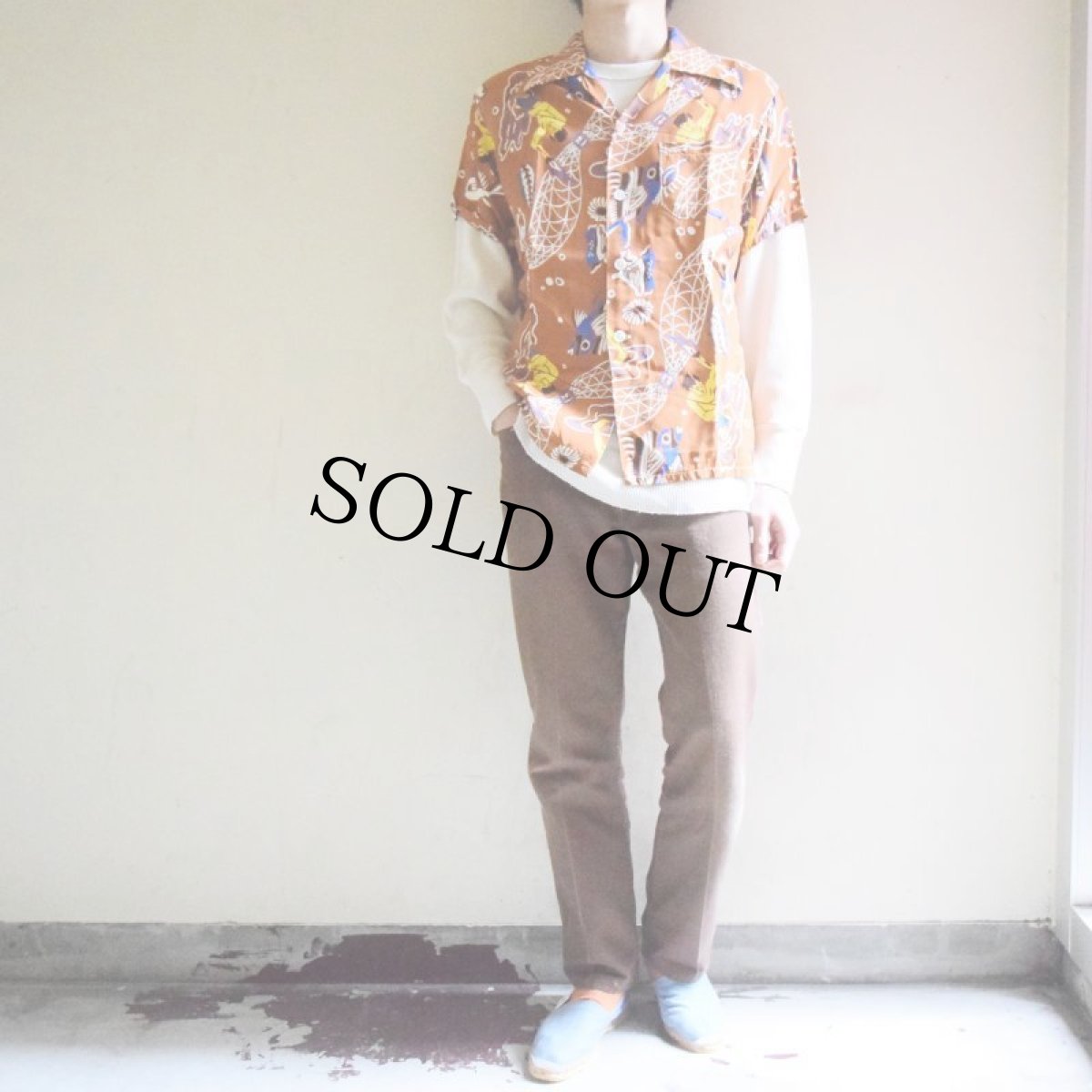 画像4: 〜50's KUONAKAKAI 漁師柄レーヨンアロハシャツ (4)