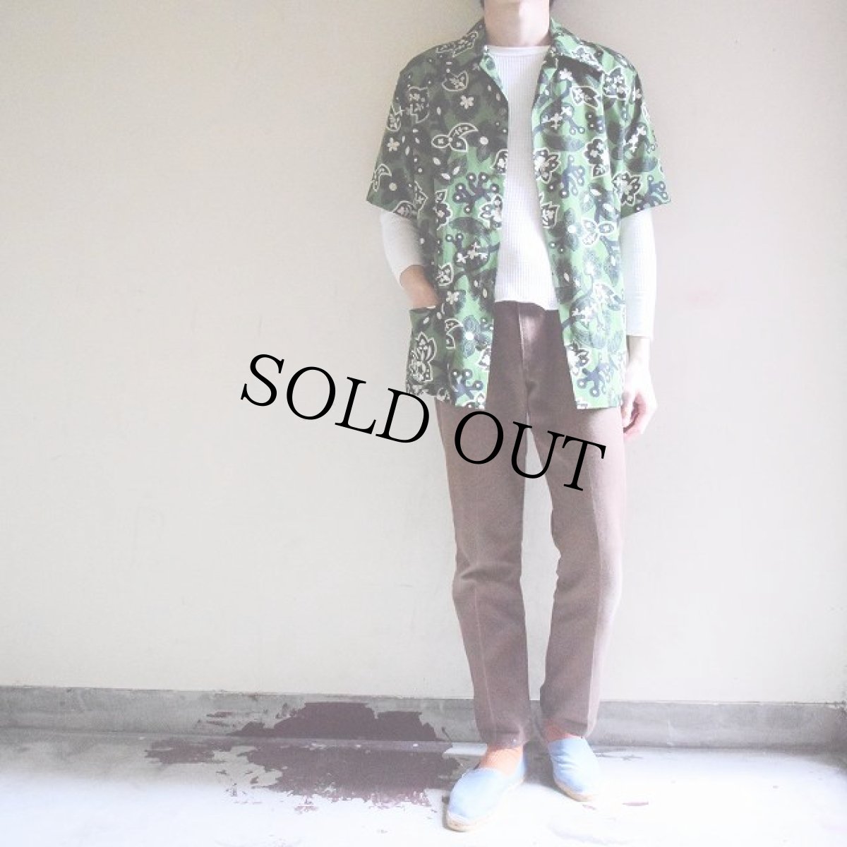 画像5: 50's〜60's 花柄ナイロン 開襟アロハシャツ (5)