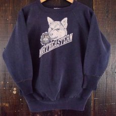 画像1: 50's Sportswear "NORTHEASTERN" カラーフロッキープリントスウェット ネイビー (1)