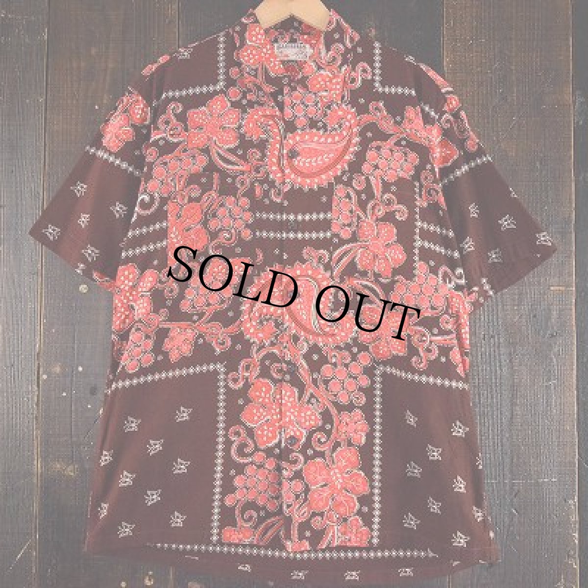 画像2: 60's CARIBBEAN ペイズリー柄 猫目ボタンオープンカラーシャツ XL (2)