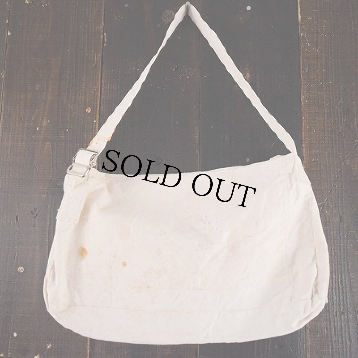 画像2: VINTAGE ホワイトダック地メッセンジャーバッグ (2)