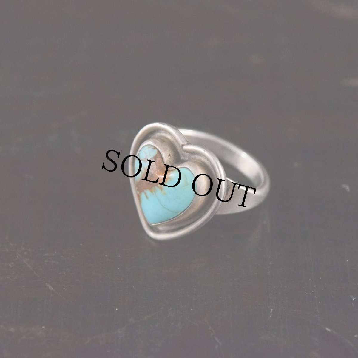 画像1: VINTAGE Turquoise Silver Heart Ring (1)