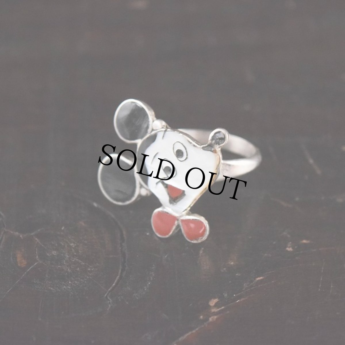 画像1: VINTAGE ZUNI Mickey Face Inlay Ring (1)