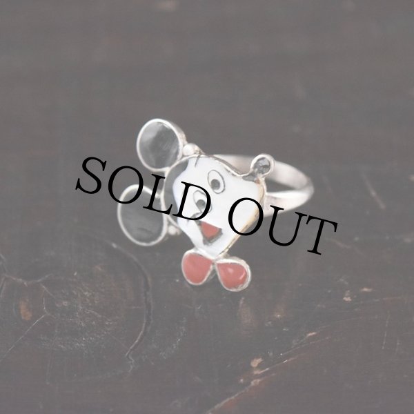VINTAGE ZUNI Mickey Face Inlay Ringインディアン 指輪