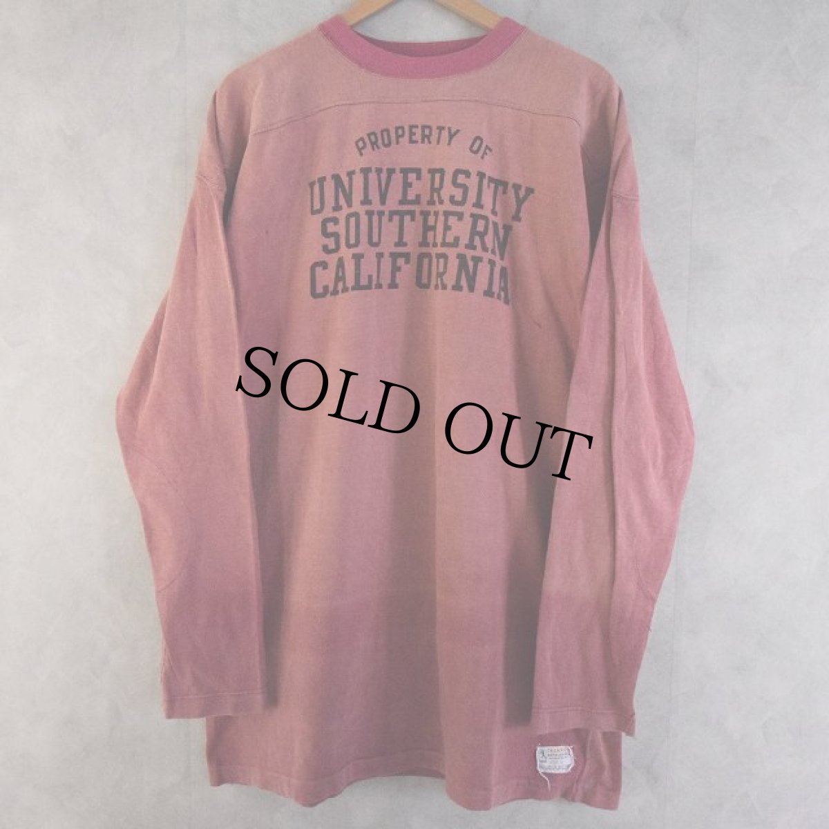 画像1: 30's Champion "UNIVERSITY SOUTHERN CALIFORNIA" 染み込み4段プリント カップショルダーフットボールTシャツ (1)