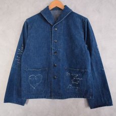 画像2: 40's U.S.NAVY Shawl Collar Denim Coverall (2)