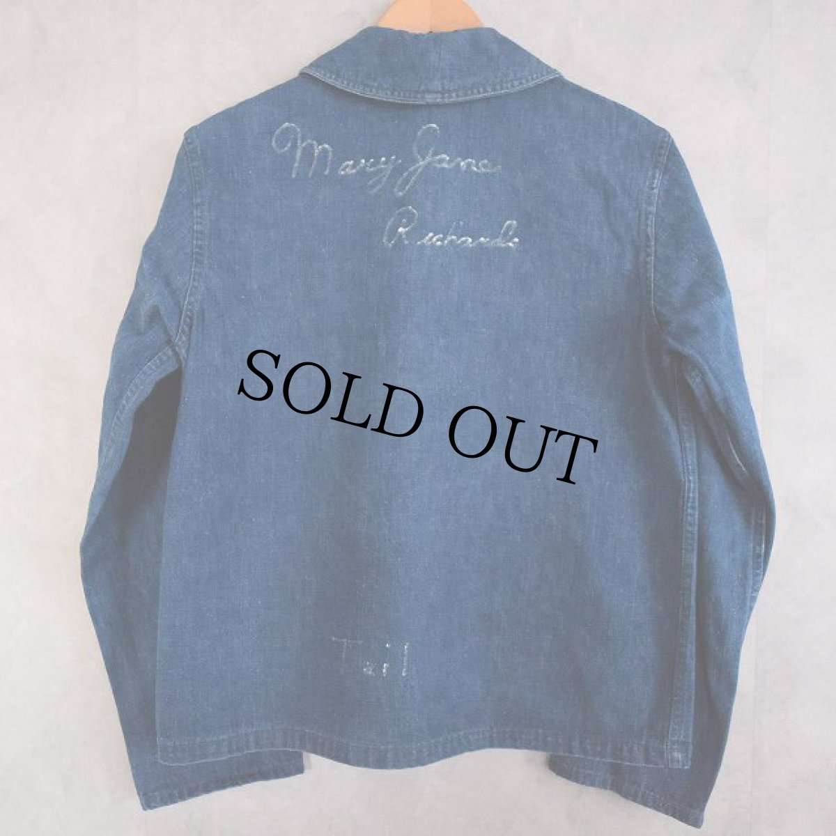 画像3: 40's U.S.NAVY Shawl Collar Denim Coverall (3)