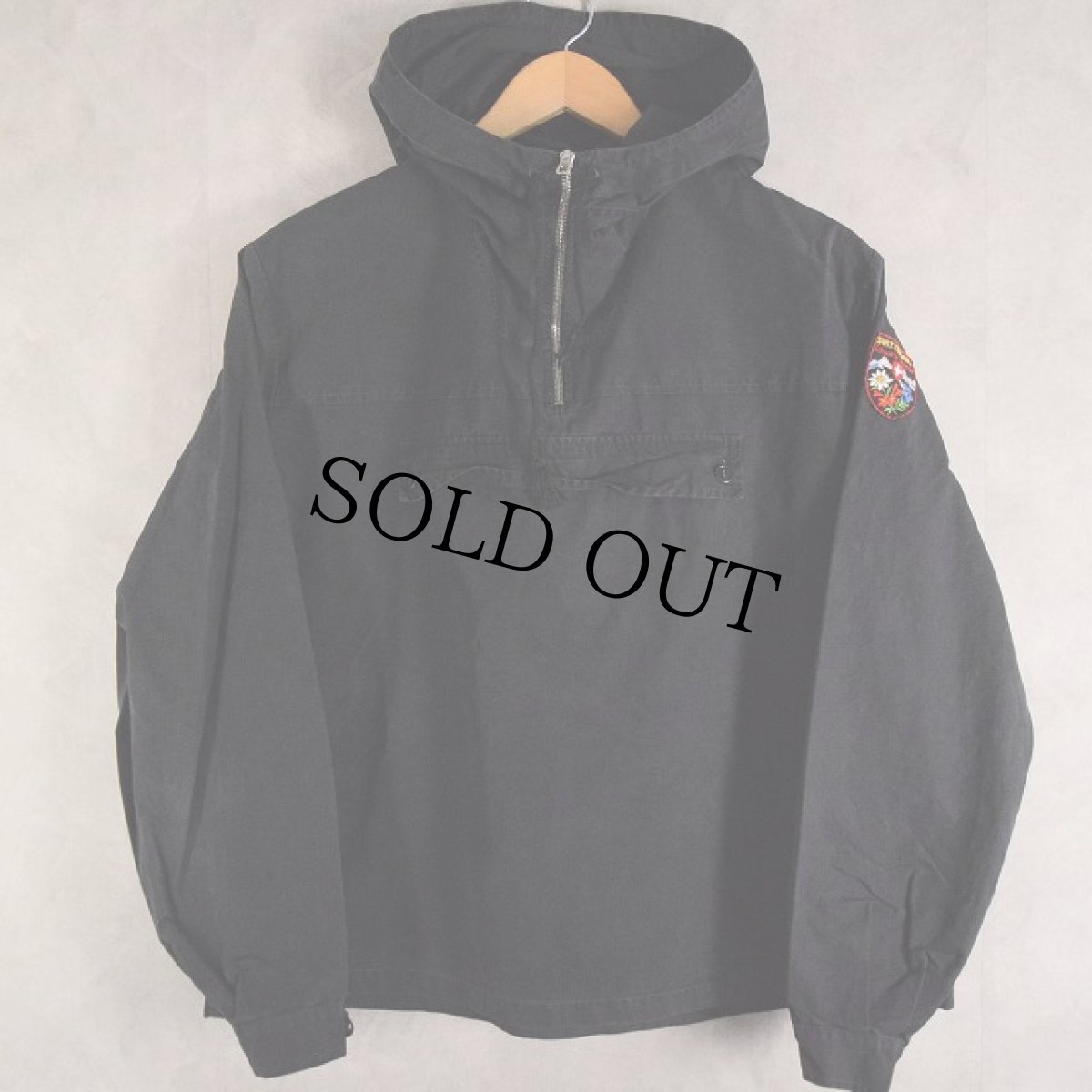 画像1: 40's "SWITZERLAND" Black Cotton Anorak Parka (1)