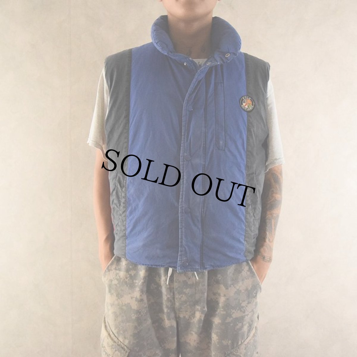 画像3: 90's Ralph Lauren "クッキーパッチ" コットンナイロンダウンベスト (3)