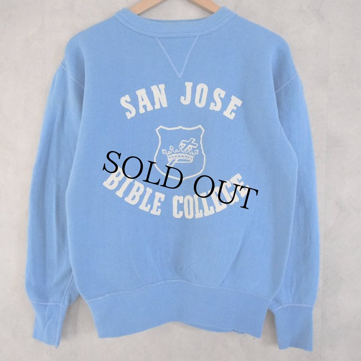 画像1: 60's RUSSELL USA製 "San Jose Bible College" 前V Sweat (1)