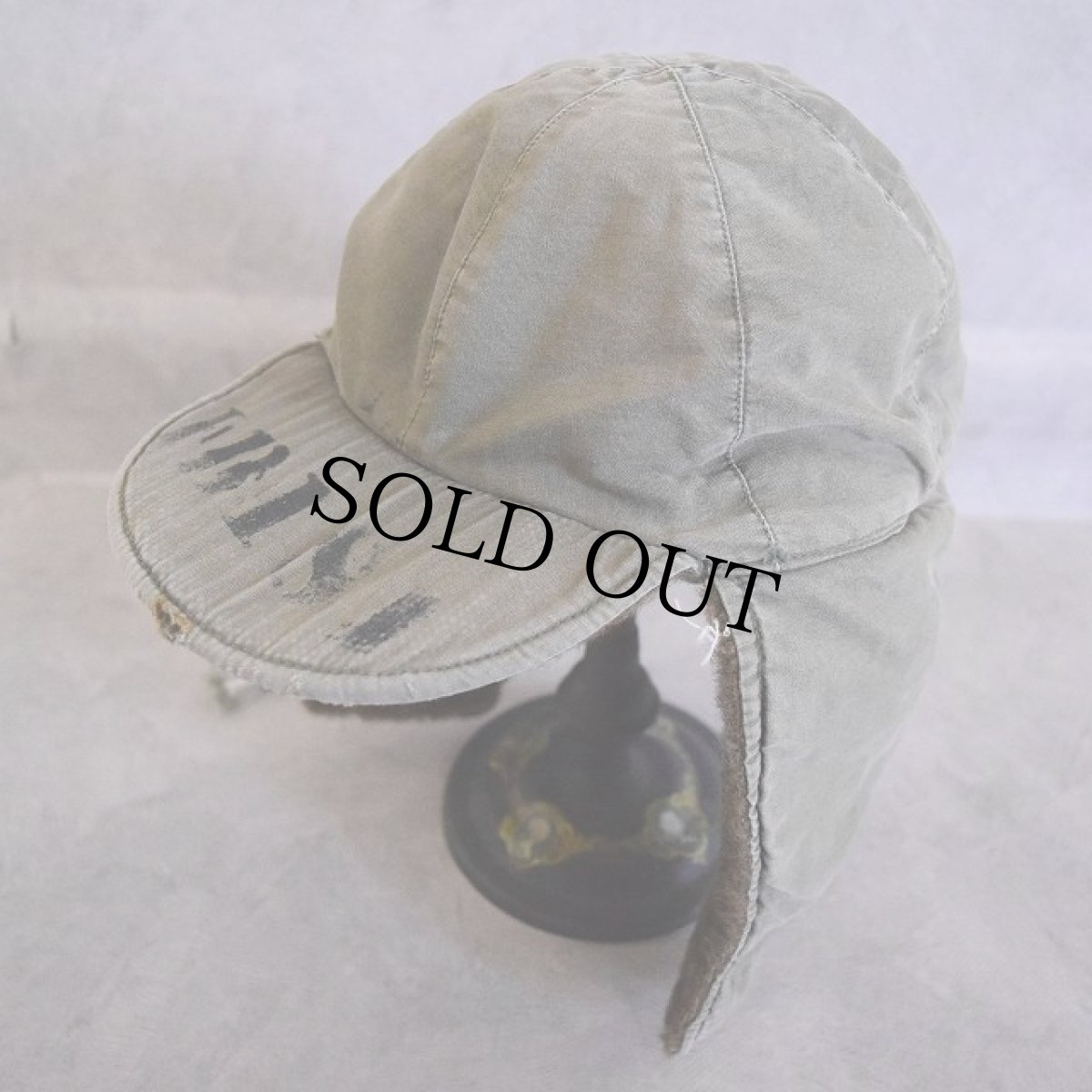 画像2: VINTAGE US.ARMY  ステンシル入り フィールドパイルキャップ (2)