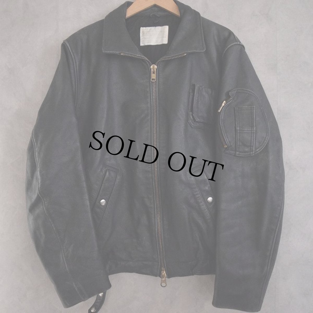 画像1: French Military Leather Pilot Jacket BLACK (1)