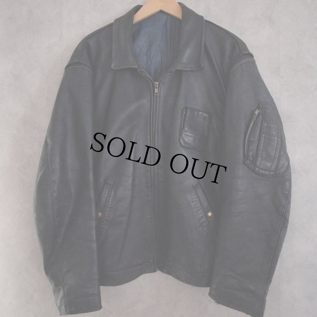 画像2: French Military Leather Pilot Jacket NAVY (2)