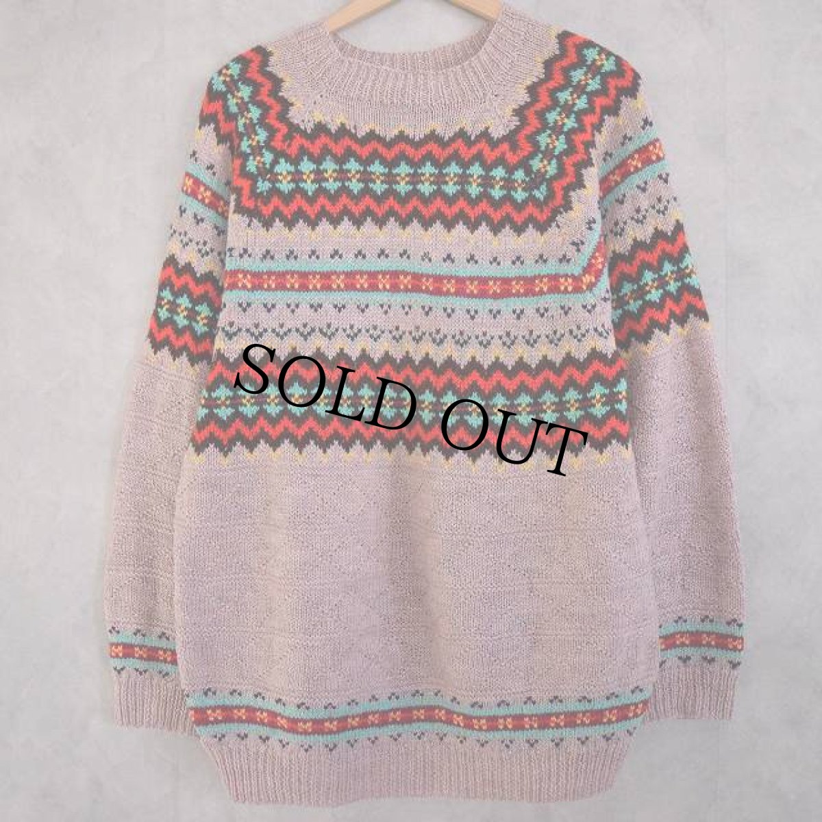 画像1: 50's Handmade Fair Isle Sweater (1)