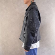 画像5: French Military Leather Pilot Jacket NAVY (5)