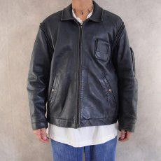 画像1: French Military Leather Pilot Jacket NAVY (1)