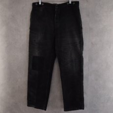 画像1: 50's FRANCE LE MONT Black Moleskin Work Trousers W35 (1)