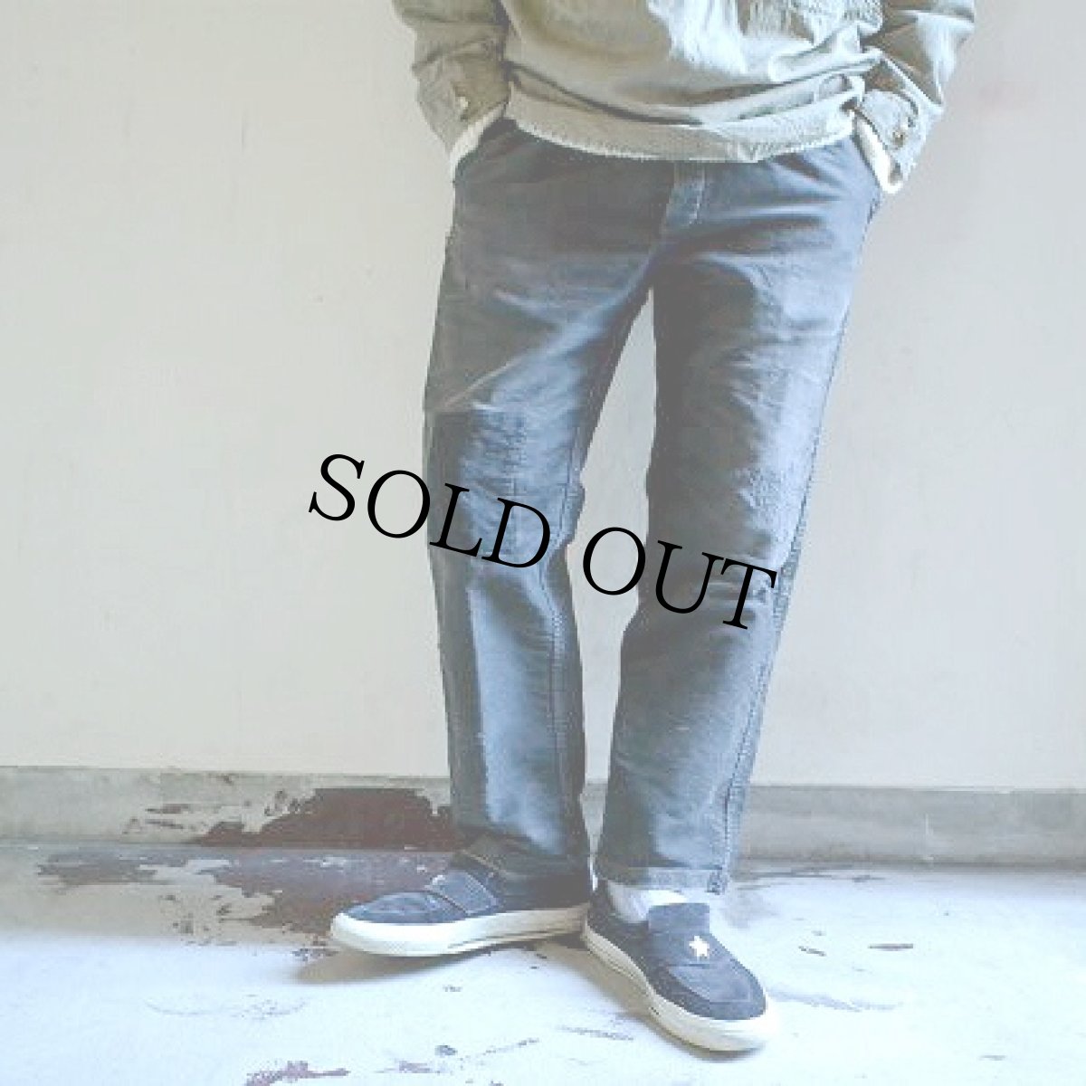 画像2: 50's FRANCE LE MONT Black Moleskin Work Trousers W35 (2)