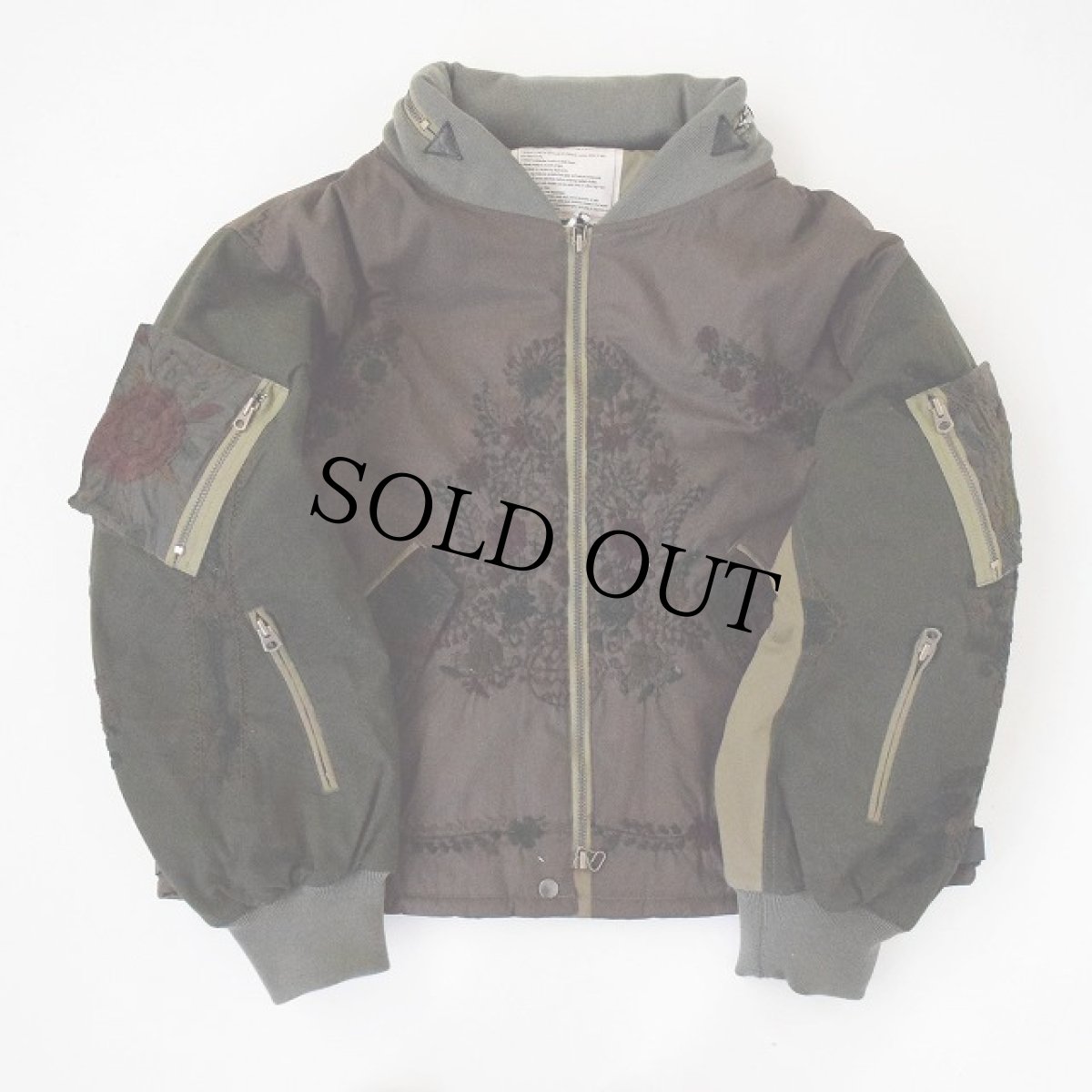 画像2: ink "HIDE FLOWER FLIGHT JKT" KHAKI 【M】 (2)