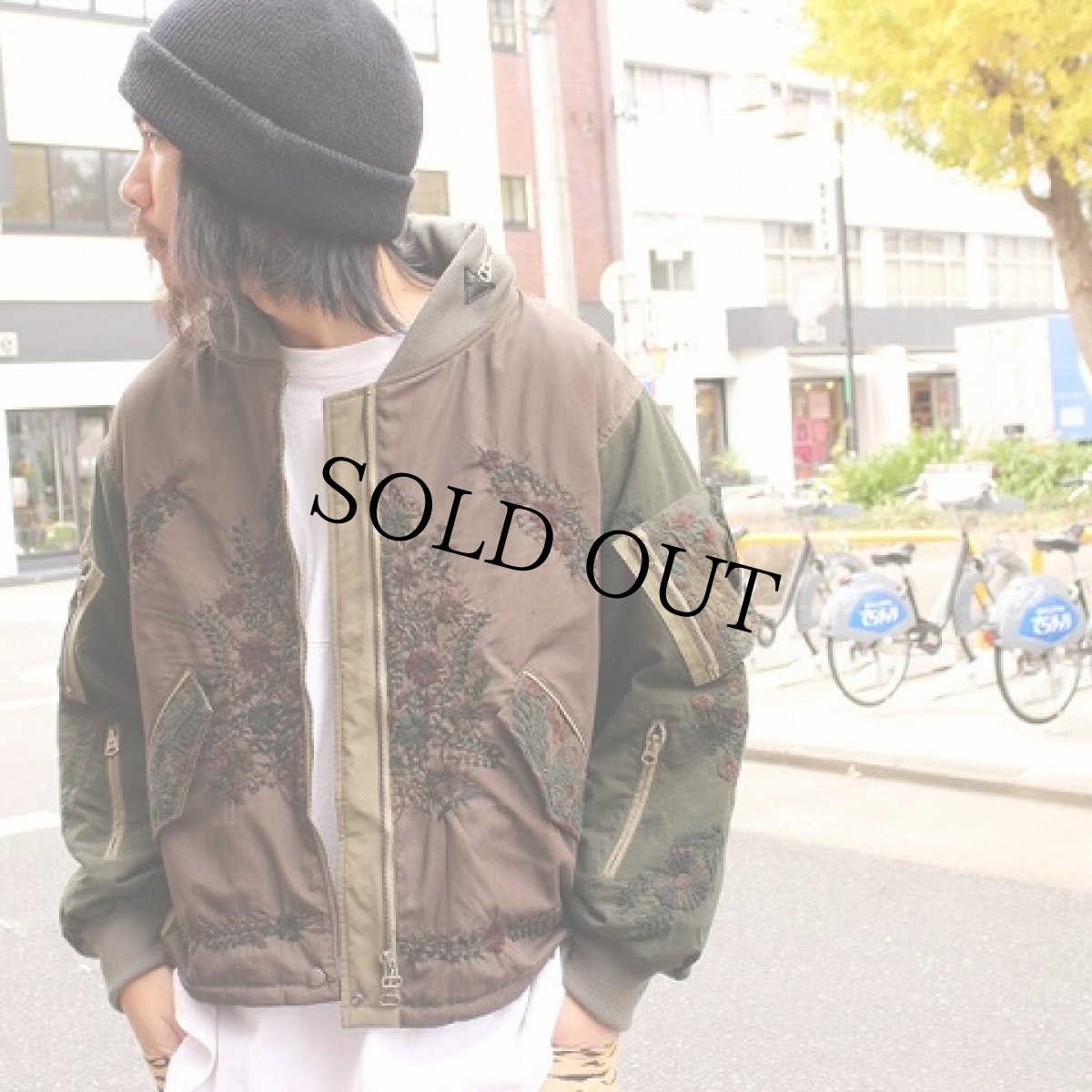 画像1: ink "HIDE FLOWER FLIGHT JKT" KHAKI 【M】 (1)