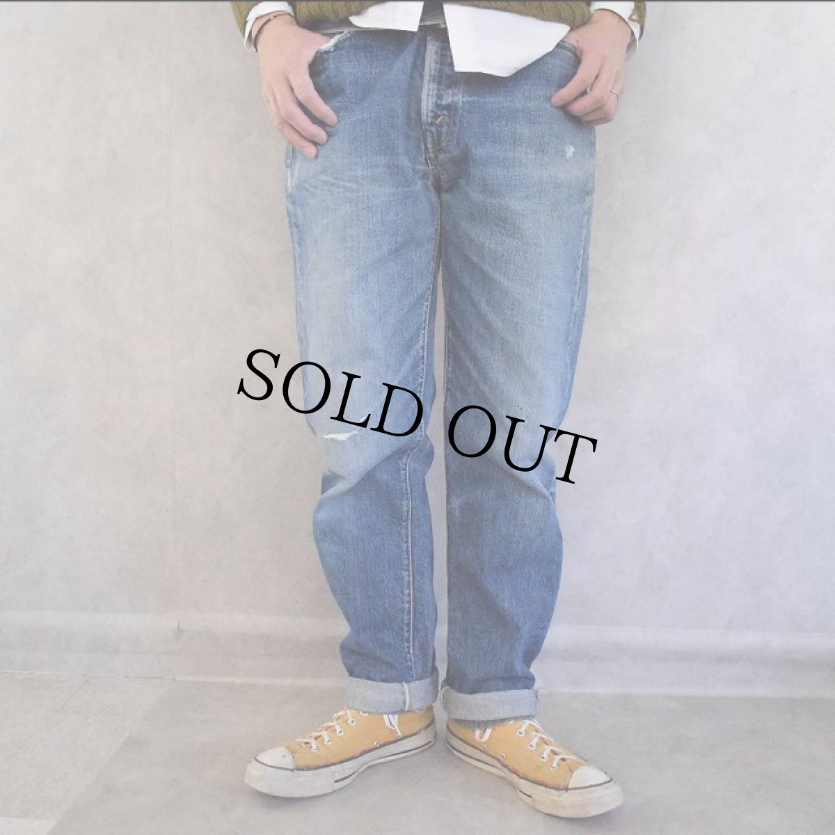 画像4: 60〜70's LEVI'S 505 BIGE デニムパンツ W36 (4)