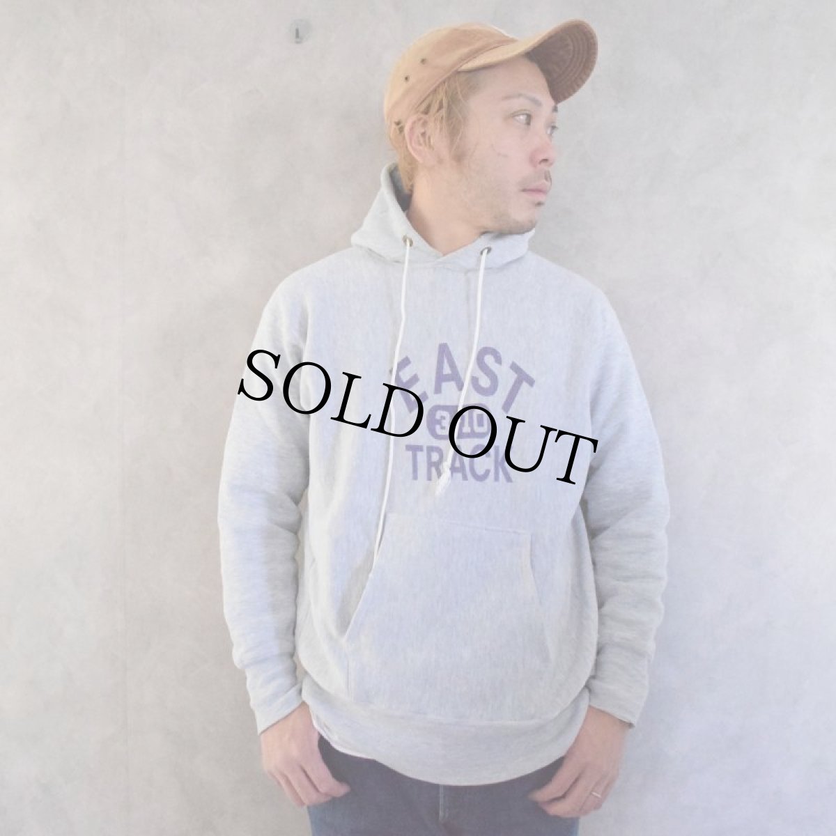 画像2: 70's Champion REVERSE WEAVE 単色タグ 染み込みプリント スウェットフーディ L (2)