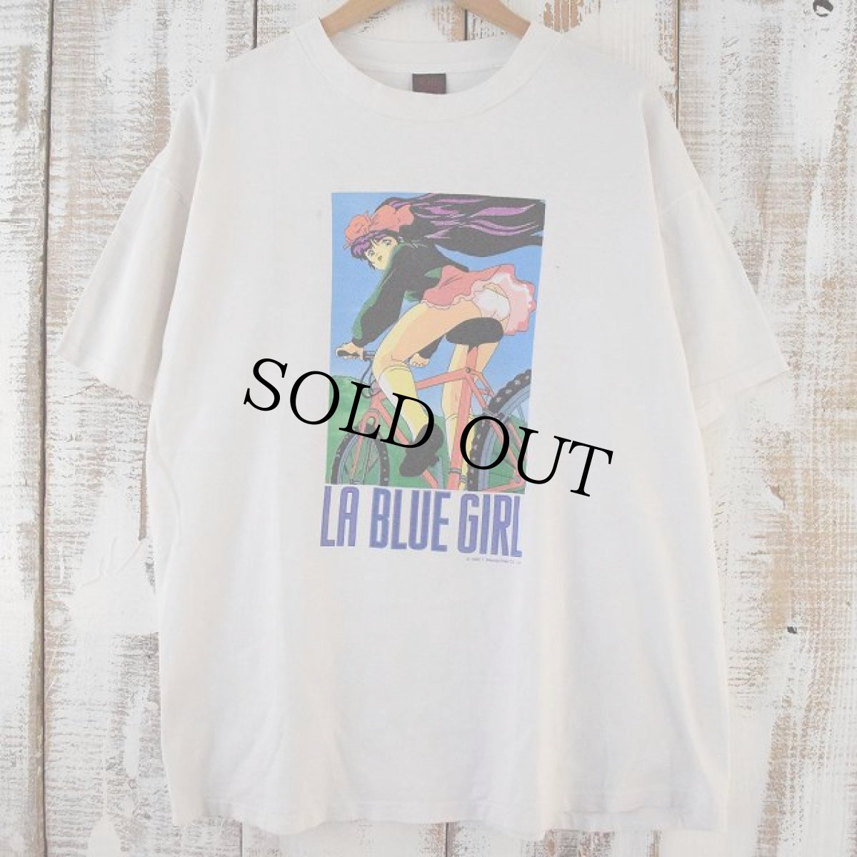 画像1: 90's LA BLUE GIRL USA製 ハンドペイント コミックTシャツ XL (1)