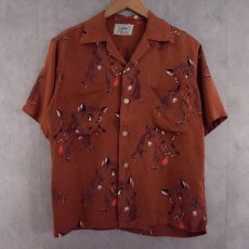 画像1: 50's Holiday WOLF Rayon Shirt S (1)